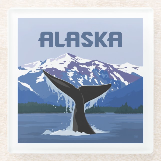 Alaska | Whale Tale Glass Coaster (Front)