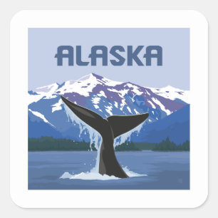 Alaska   Whale Tale Square Sticker