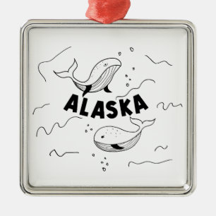Alaska Whales Metal Tree Decoration