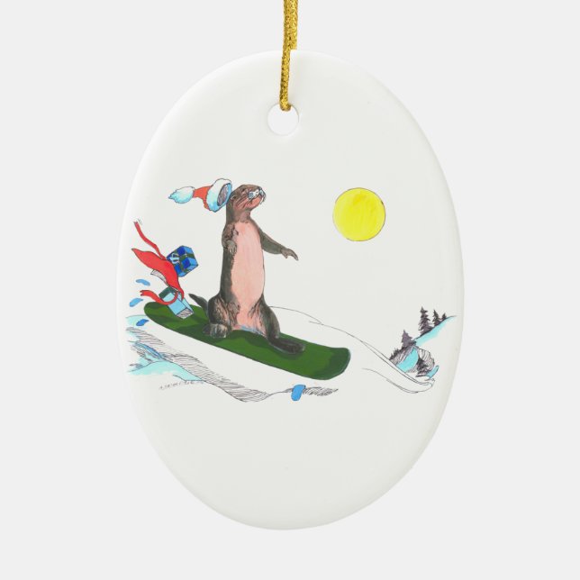Alaska Whimsical Christmas Wildlife Oval Ornament (Front)