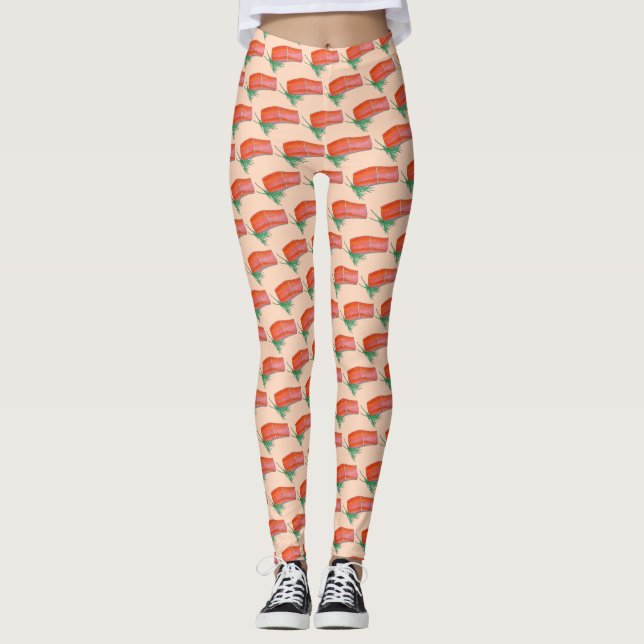 ALASKA Wild Alaskan Salmon Fish Filet Seafood Food Leggings (Front)
