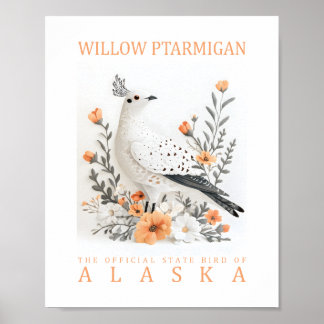 Alaska Willow Ptarmigan Botanical Vintage Bird Pos Poster