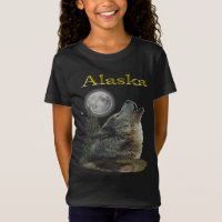 Alaska wolf and moon