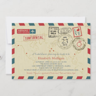 Alaska World Traveller Airmail Bridal Shower Invitation