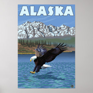 AlaskaBald Eagle Vintage Travel Poster
