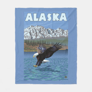 AlaskaBald Eagle Vintage Travel Poster Fleece Blanket