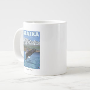 AlaskaBald Eagle Vintage Travel Poster Large Coffee Mug
