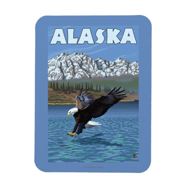 AlaskaBald Eagle Vintage Travel Poster Magnet (Vertical)