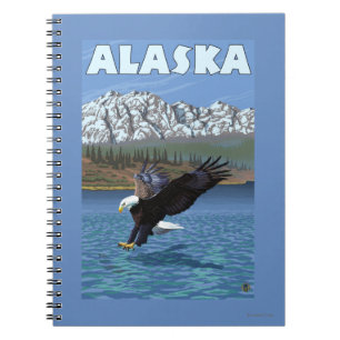 AlaskaBald Eagle Vintage Travel Poster Notebook