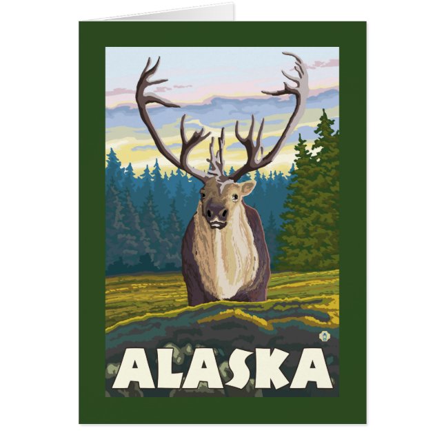 AlaskaCaribou in the Wild Vintage Travel (Front)