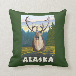 AlaskaCaribou in the Wild Vintage Travel Cushion