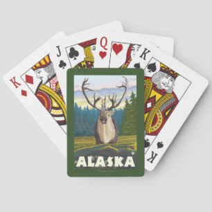 AlaskaCaribou in the Wild Vintage Travel Playing Cards