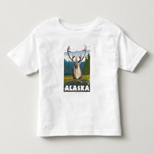 AlaskaCaribou in the Wild Vintage Travel Toddler T-Shirt