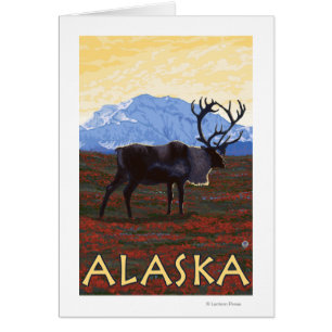 AlaskaCaribou Vintage Travel Poster