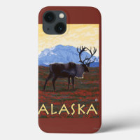 AlaskaCaribou Vintage Travel Poster