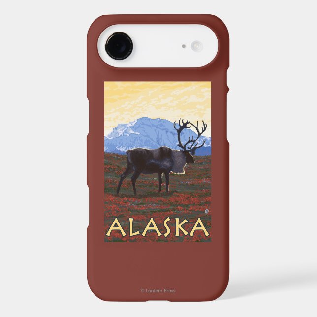 AlaskaCaribou Vintage Travel Poster Case-Mate iPhone Case (Back)