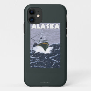 AlaskaCrab Boat Vintage Travel Poster iPhone 11 Case