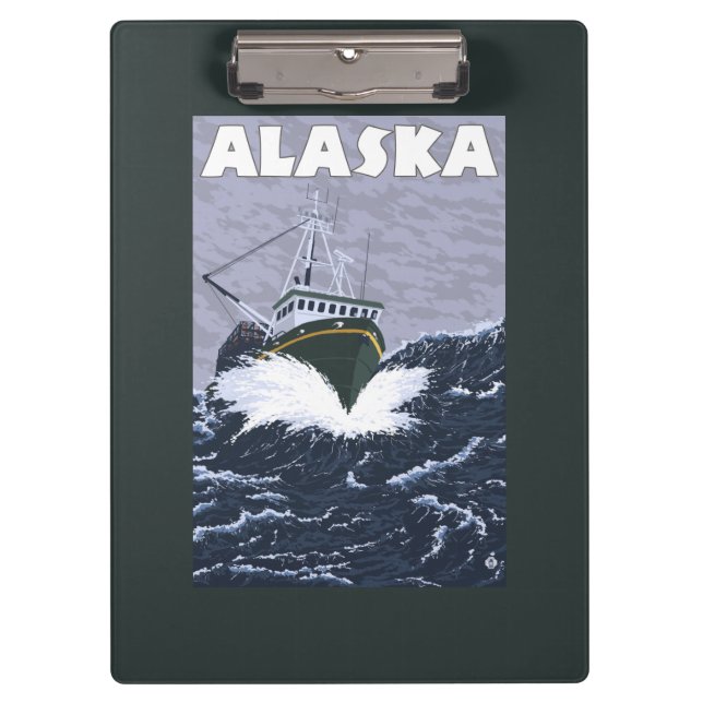 AlaskaCrab Boat Vintage Travel Poster Clipboard (Front)