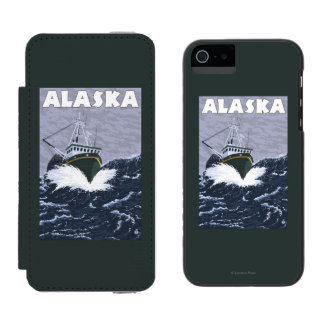 AlaskaCrab Boat Vintage Travel Poster Incipio Watson™ iPhone 5 Wallet Case