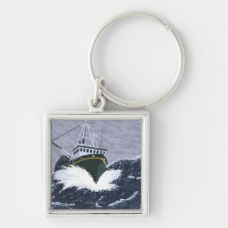 AlaskaCrab Boat Vintage Travel Poster Key Ring