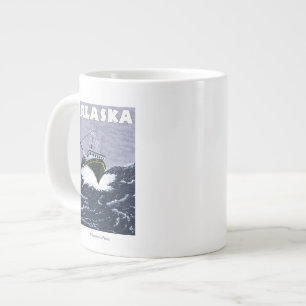 AlaskaCrab Boat Vintage Travel Poster Large Coffee Mug
