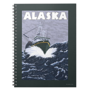 AlaskaCrab Boat Vintage Travel Poster Notebook