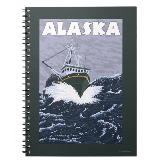 AlaskaCrab Boat Vintage Travel Poster Notebook (Front)