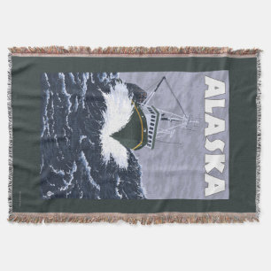 AlaskaCrab Boat Vintage Travel Poster Throw Blanket