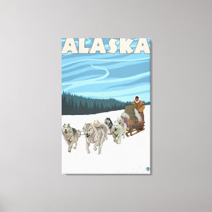 AlaskaDogsledding Vintage Travel Poster Canvas Print