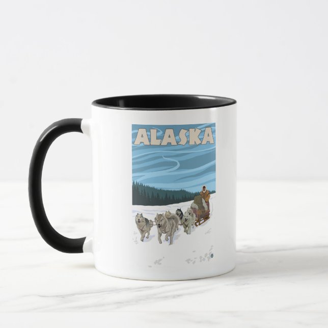 AlaskaDogsledding Vintage Travel Poster Mug (Left)