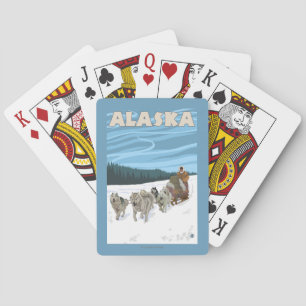 AlaskaDogsledding Vintage Travel Poster Playing Cards