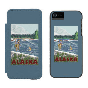 AlaskaFly Fisherman Vintage Travel Poster Incipio Watson™ iPhone 5 Wallet Case