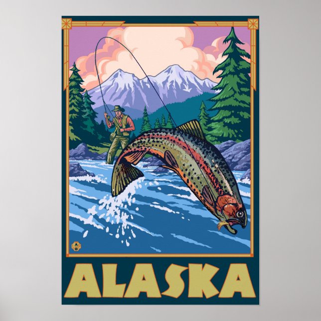 AlaskaFly Fishing Scene Poster (Front)