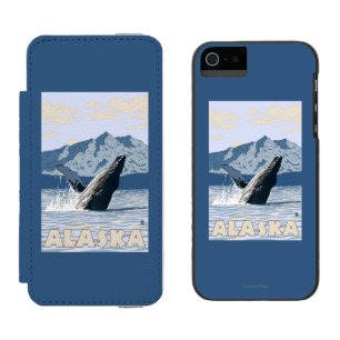 AlaskaHumpback Whale Vintage Travel Poster Incipio Watson™ iPhone 5 Wallet Case