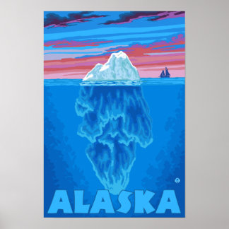 AlaskaIceberg Vintage Travel Poster