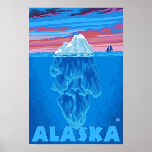 AlaskaIceberg Vintage Travel Poster (Front)
