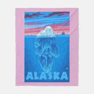 AlaskaIceberg Vintage Travel Poster Fleece Blanket