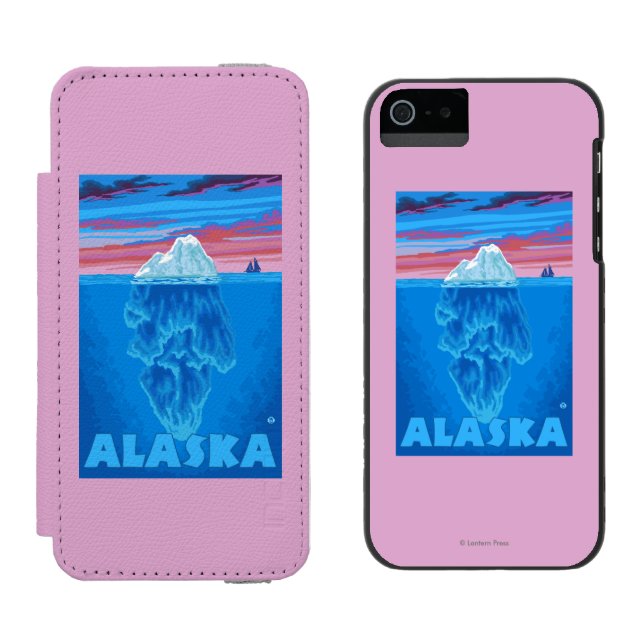 AlaskaIceberg Vintage Travel Poster Incipio iPhone Wallet Case (Side by Side)