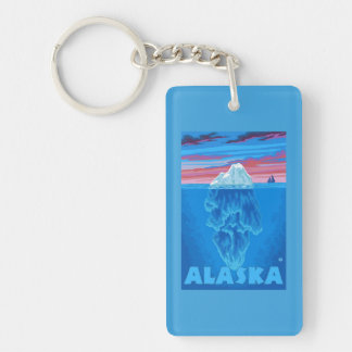 AlaskaIceberg Vintage Travel Poster Key Ring