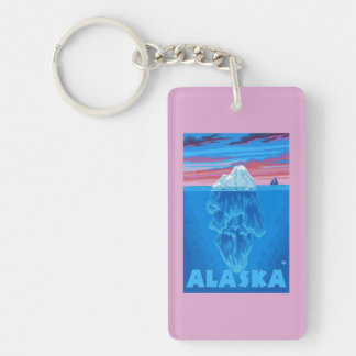 AlaskaIceberg Vintage Travel Poster Key Ring