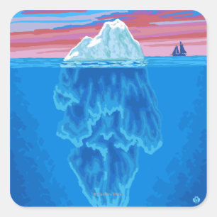 AlaskaIceberg Vintage Travel Poster Square Sticker