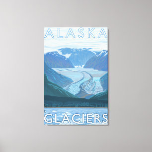 AlaskaLarge Glacier Scene Vintage Travel Canvas Print