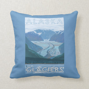 AlaskaLarge Glacier Scene Vintage Travel Cushion