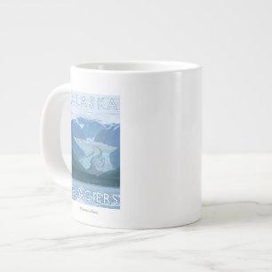 AlaskaLarge Glacier Scene Vintage Travel Large Coffee Mug