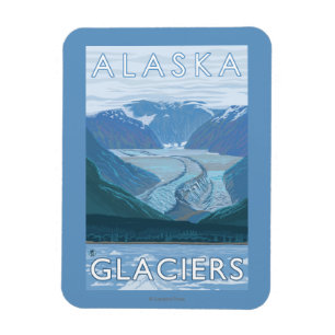 AlaskaLarge Glacier Scene Vintage Travel Magnet