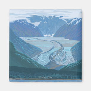 AlaskaLarge Glacier Scene Vintage Travel Magnet