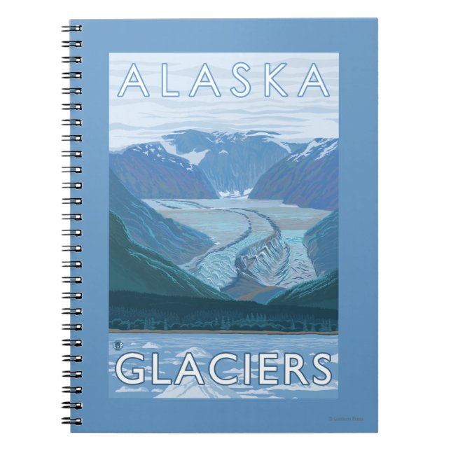 AlaskaLarge Glacier Scene Vintage Travel Notebook (Front)