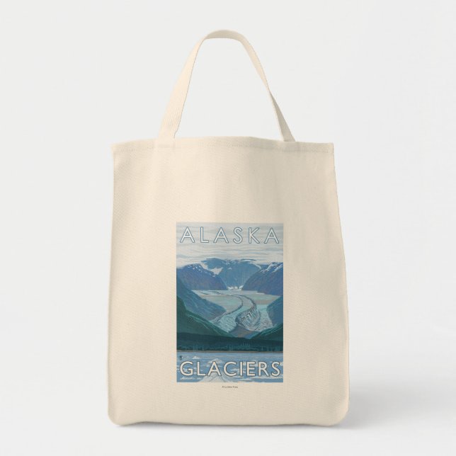 AlaskaLarge Glacier Scene Vintage Travel Tote Bag (Front)