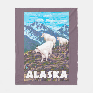 AlaskaMountain Goats Vintage Travel Poster Fleece Blanket
