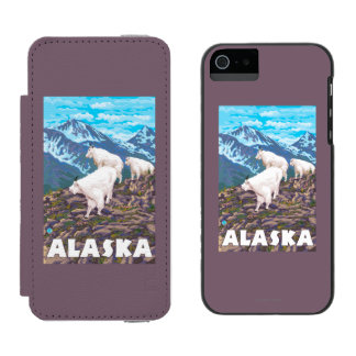 AlaskaMountain Goats Vintage Travel Poster Incipio Watson™ iPhone 5 Wallet Case